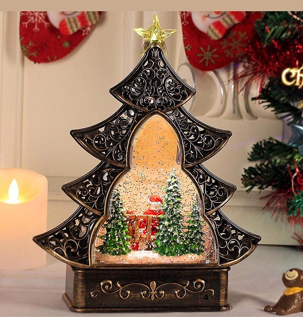 Christmas snow globe LED light tree